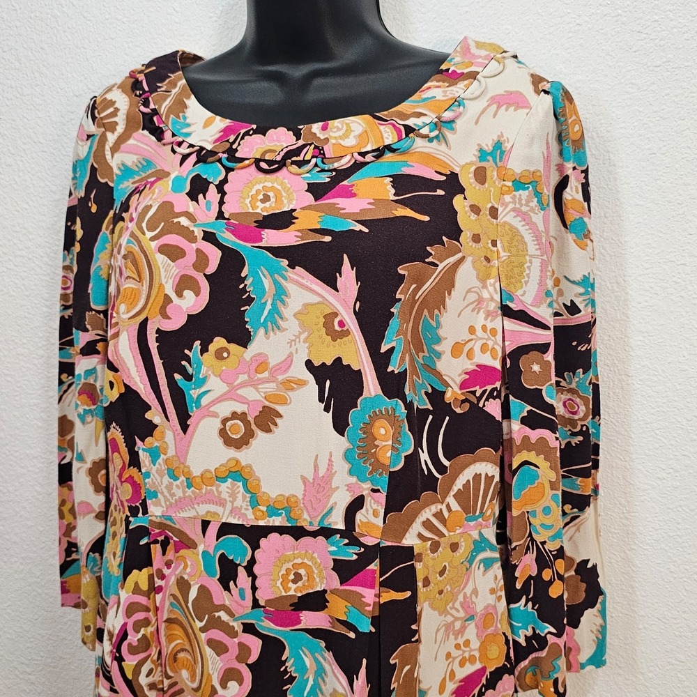 Boden 3/4 Sleeve All Over Floral Print Knee Length Dress Women's Size 8 - Picture 2 of 7